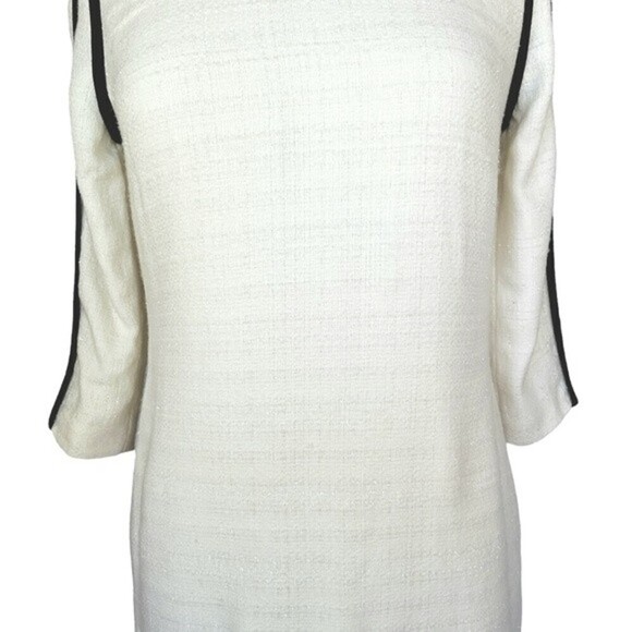 Wells Grace Women's White With Black Trim Glitter Tweed Sheath Dress Size S NWT - Picture 6 of 12